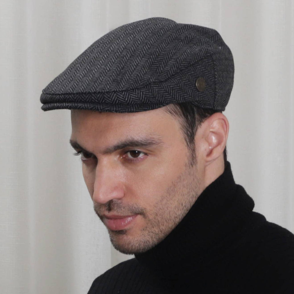 Tweed Cap Grey Herringbone