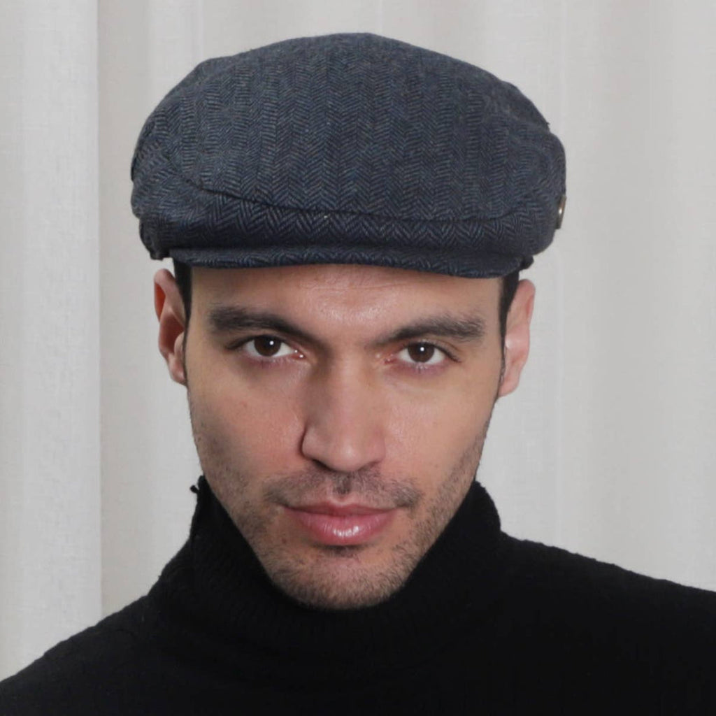 Tweed Cap Blue Herringbone