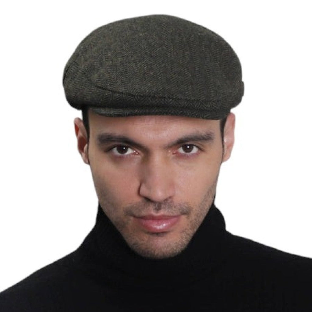 Tweed Cap Green Herringbone