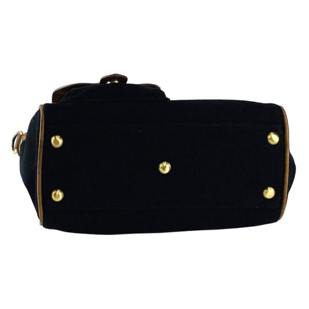 RB Italy Mini Canvas/Leather Handbag - Black