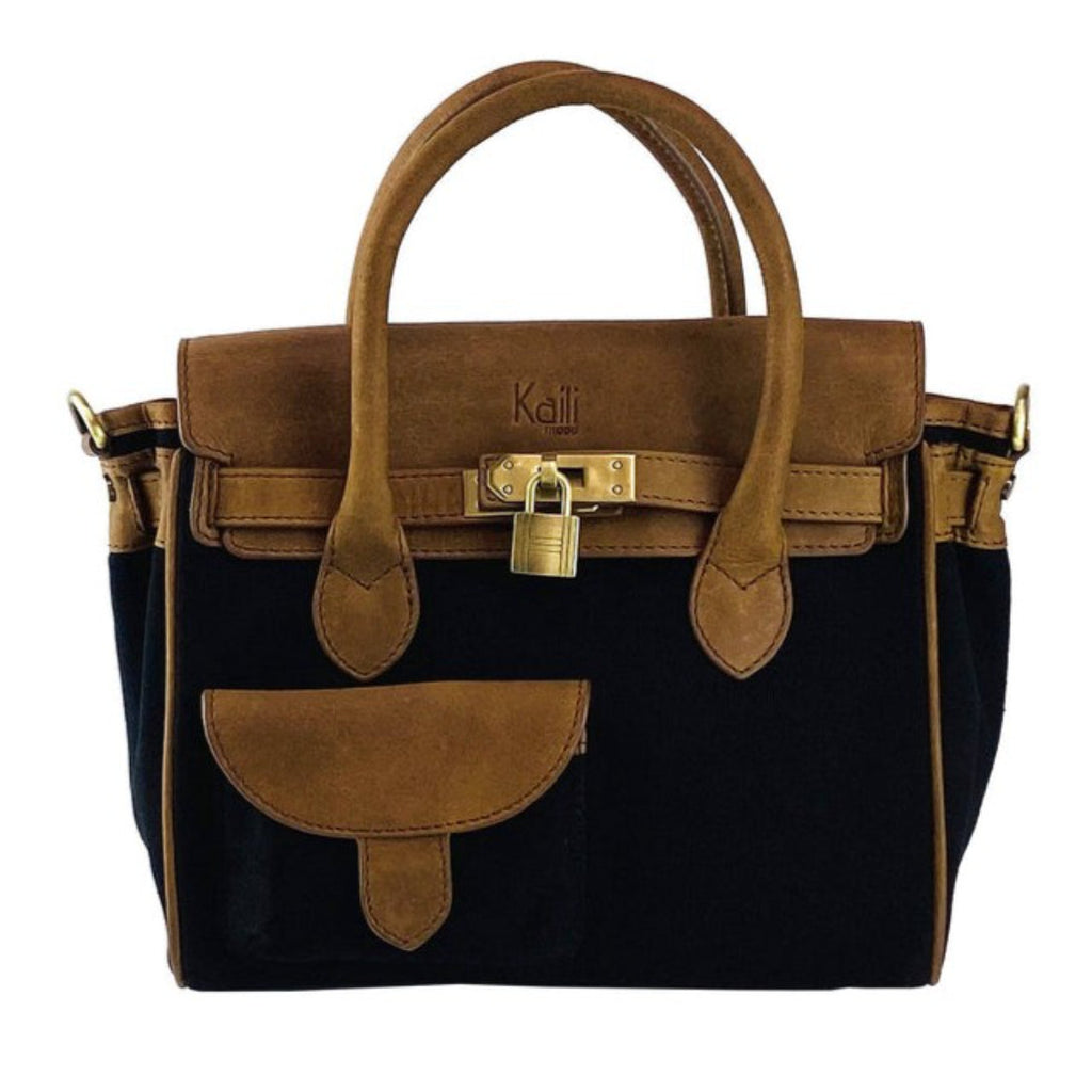 RB Italy Mini Canvas/Leather Handbag - Black