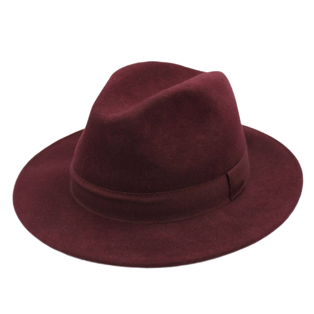 H Paris Waterproof Wool Fedora Hat with Ribbon