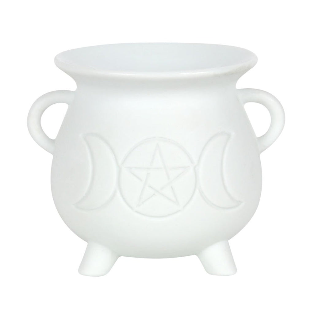 White Triple Moon Cauldron Burner