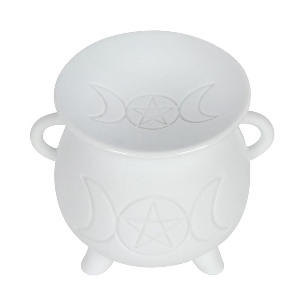 White Triple Moon Cauldron Burner