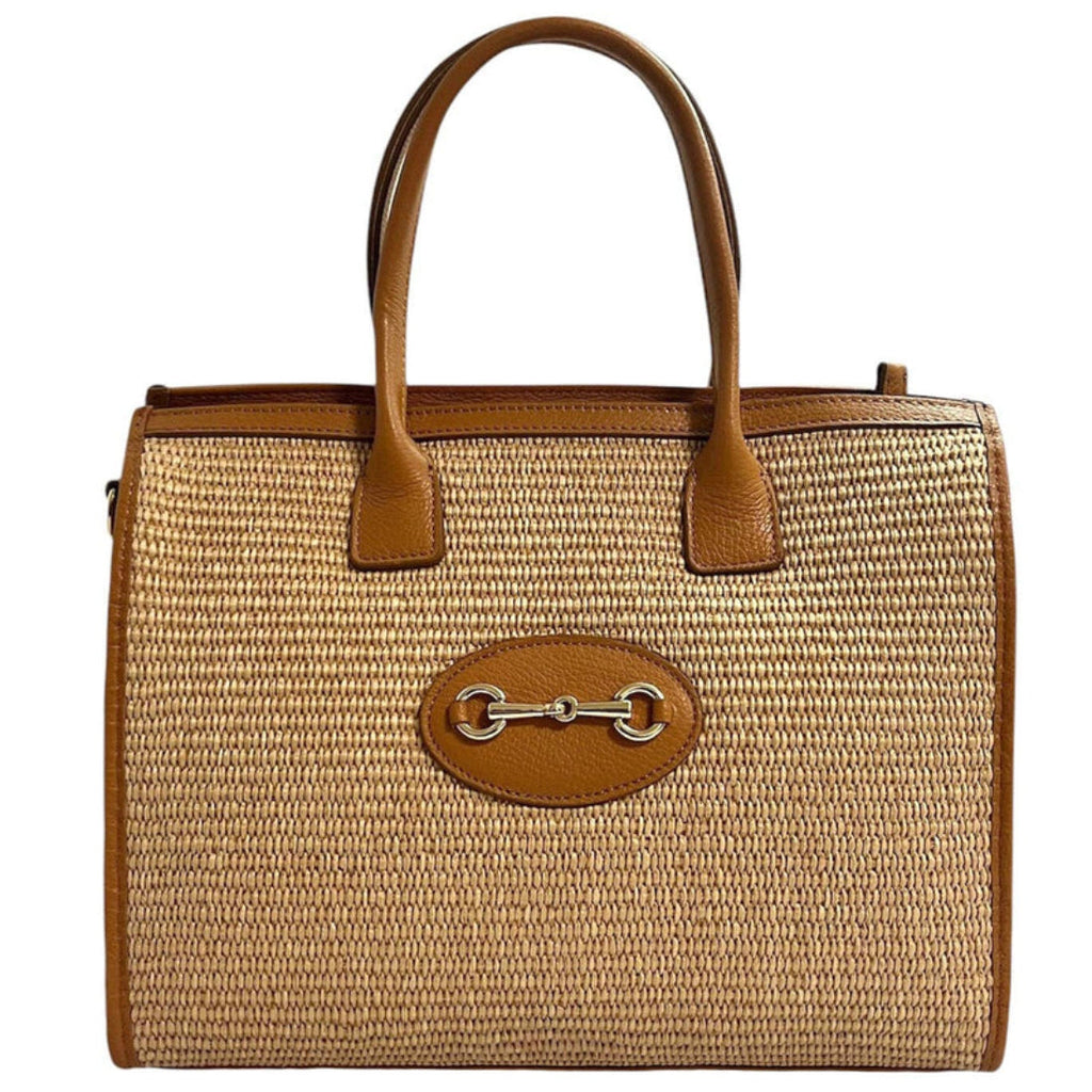 Modarno Leather and Raffia Shopper