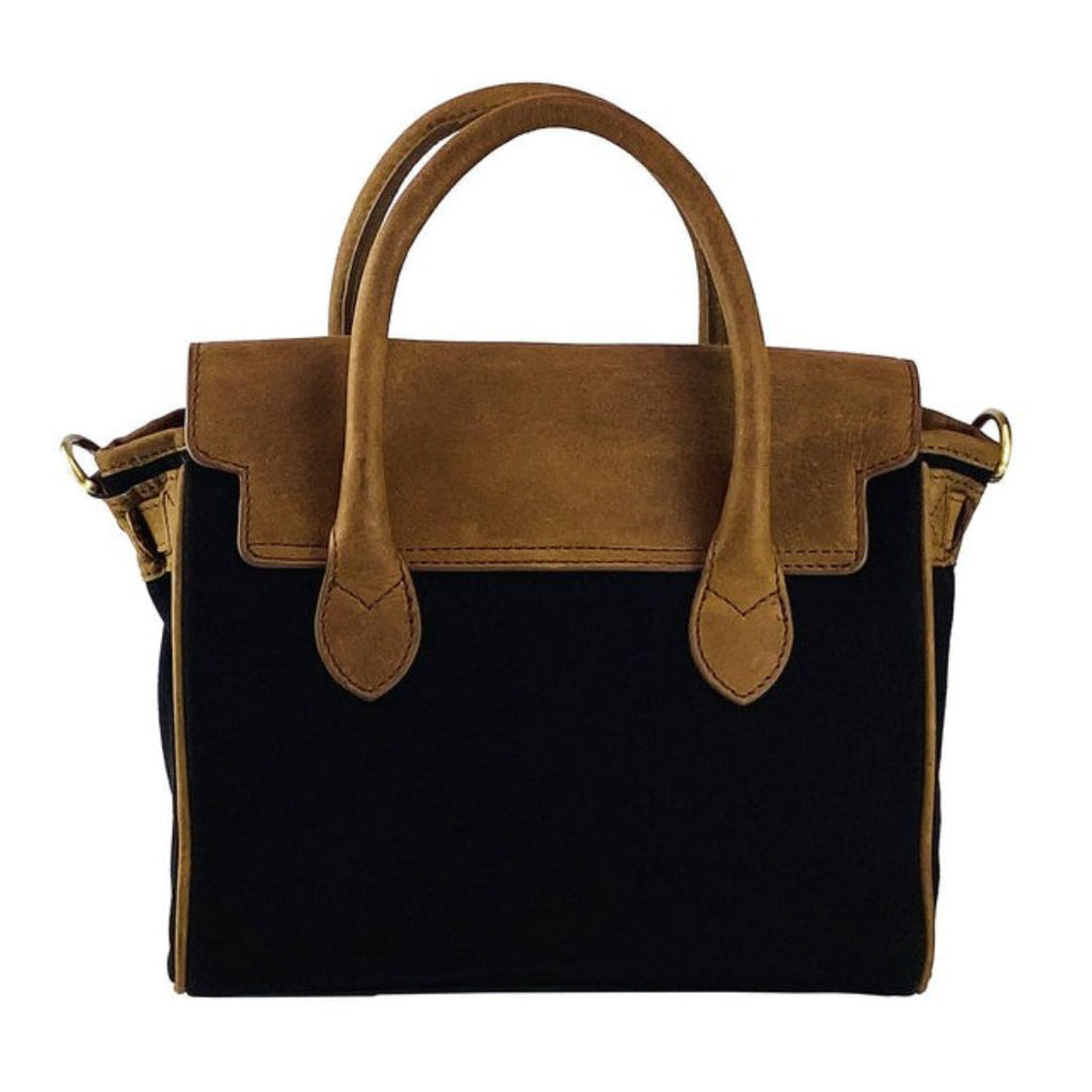RB Italy Mini Canvas/Leather Handbag - Black
